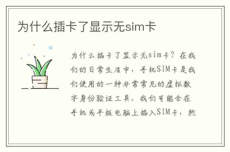 为什么插卡了显示无sim卡